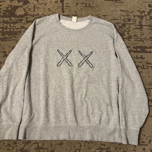 Uniqlo x Kaws Sesame Street Sweatshirt Men's 2XL Grey Cartoon Print Pullover - Picture 1 of 3